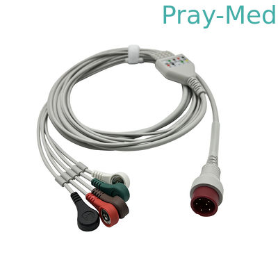 kupować Oryginalny 6-pinowy kabel EKG do zoncare 3/5 odprowadzeń Jednoczęściowy zatrzask kabla EKG produkcja online