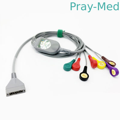 kupować Długość 1,1 m 7-odprowadzeniowy kabel EKG łopianowy Przewód prowadzący 7-stykowe złącze zatrzaskowe produkcja online