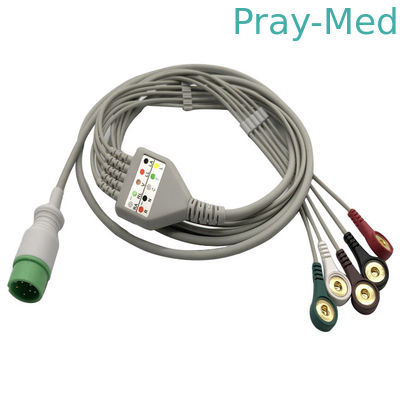 kupować Zoncare Hwatime 2,6 mm 6-pinowy 5-odprowadzeniowy kabel EKG z zatrzaskiem prowadzącym produkcja online