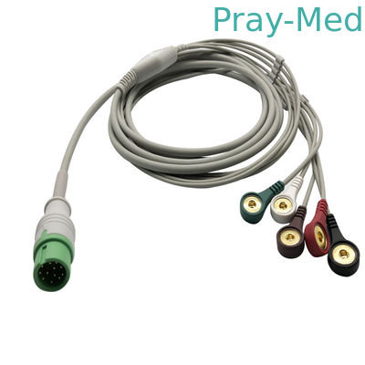 kupować Szary C30 C40 3,6 m 12 pinów 5-żyłowy kabel EKG i przewody do Comen produkcja online