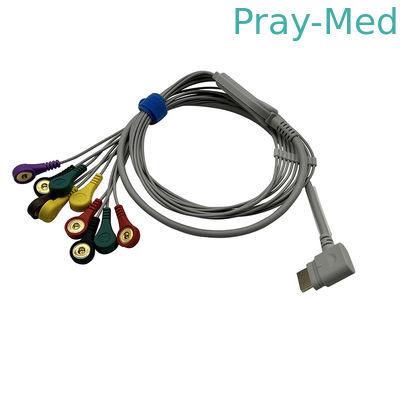 Rencare 10-odprowadzeniowy kabel EKG Holter Szary materiał TPU Snap End 1,1 m