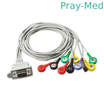 TPU 90 cm kabel pacjenta EKG 10 odprowadzeń EKG Holter Kabel zatrzaskowy