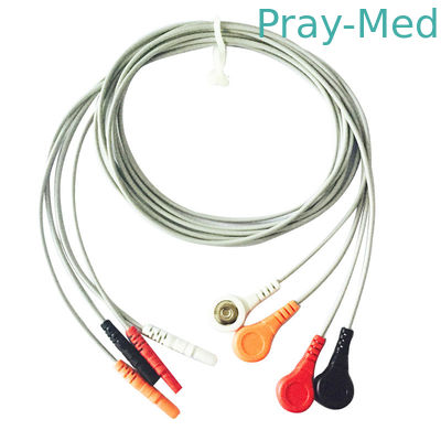 Kurtka TPU Spacelabs Kabel EKG Holter 4 odprowadzenia Din1.5 Snap Szary kolor
