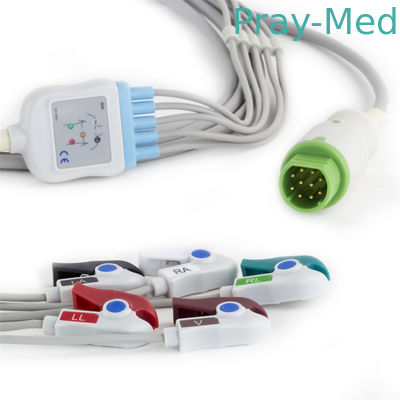 Siemens Drager 5 odprowadzeniowy kabel EKG pacjenta do monitora pacjenta 10-stykowe złącze z końcówką zaciskową/zatrzaskową