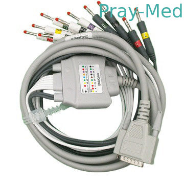 Zoncare 10-przewodowy kabel EKG szary ze złączem bananowym 4,0 mm DB 36-pinowym