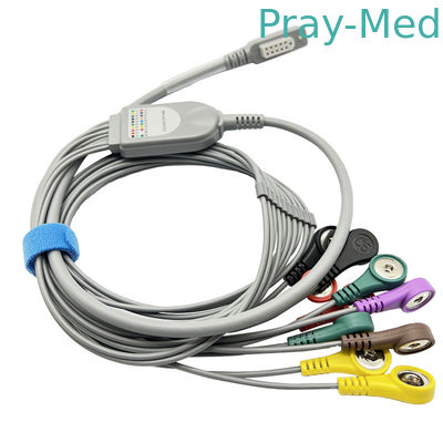 Jincomed 10 Lead Holter Cable Kabel EKG Szary 11pin Snap End 0,9m